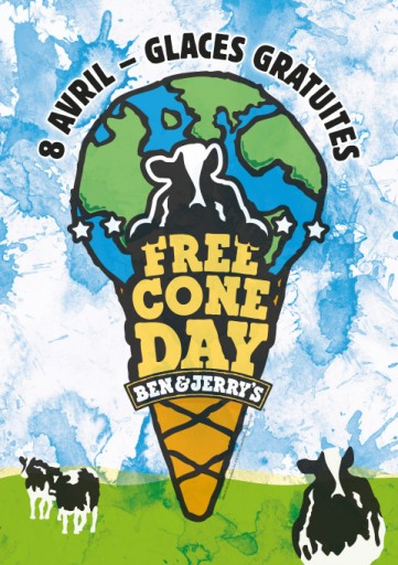 Affiche-Free-Cone-Day_Ben Jerry Brèves de blog Expressionsdenfants